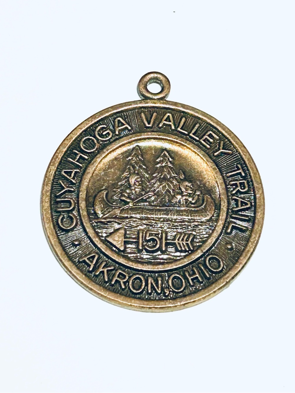 Cuyahoga Valley Trail Akron Ohio Bronze Medallion Pendant